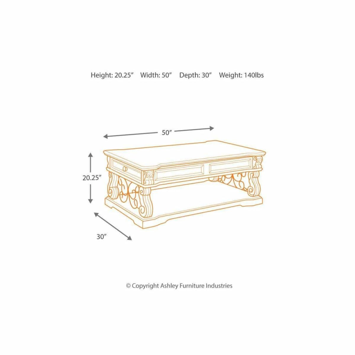 Alymere Coffee Table with Lift Top - COFFEE TABLE