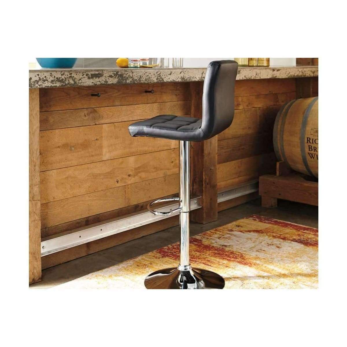 Bellatier Black Adjustable Height Bar Stool - BAR STOOL