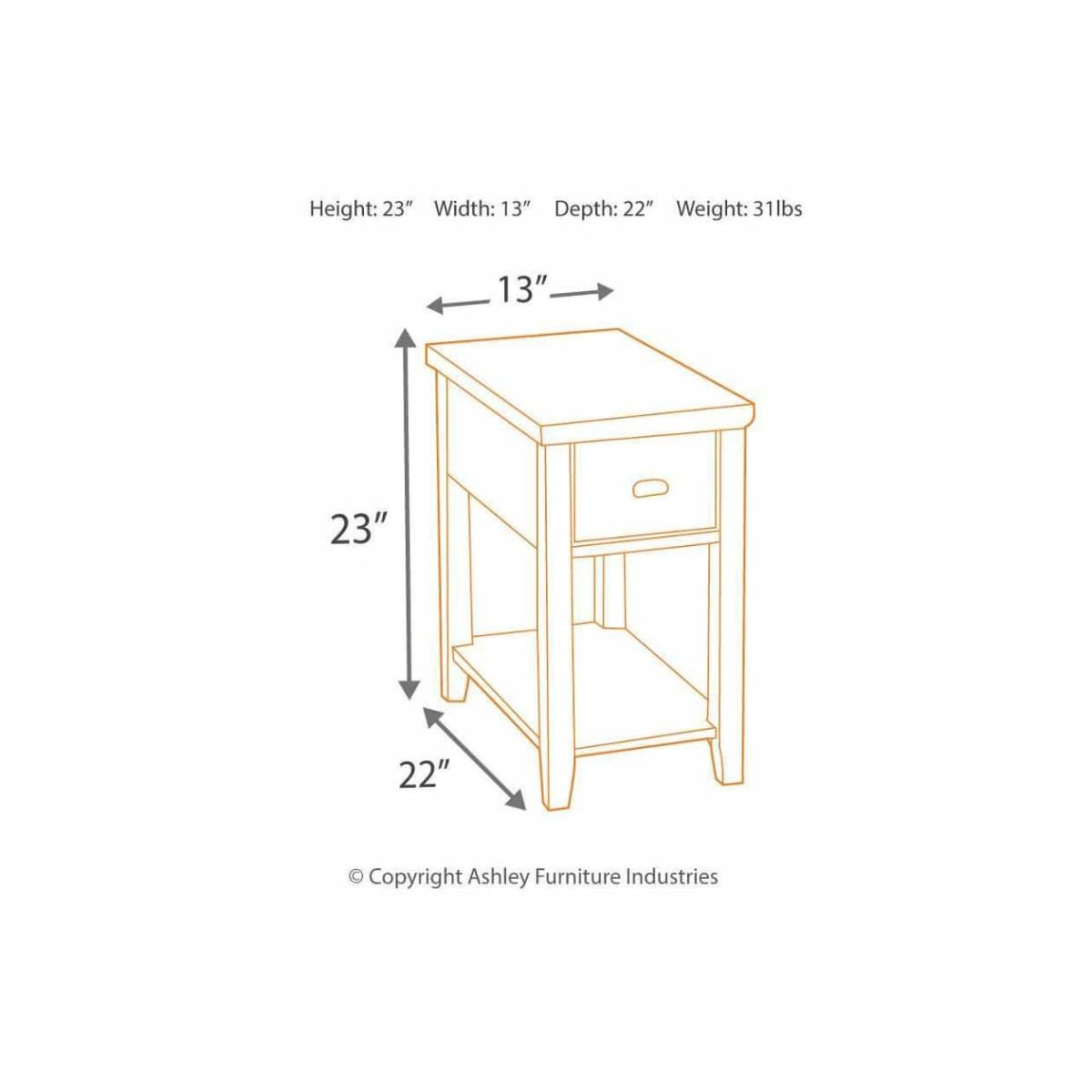 Breegin Chairside End Table - END TABLE/SIDE TABLE