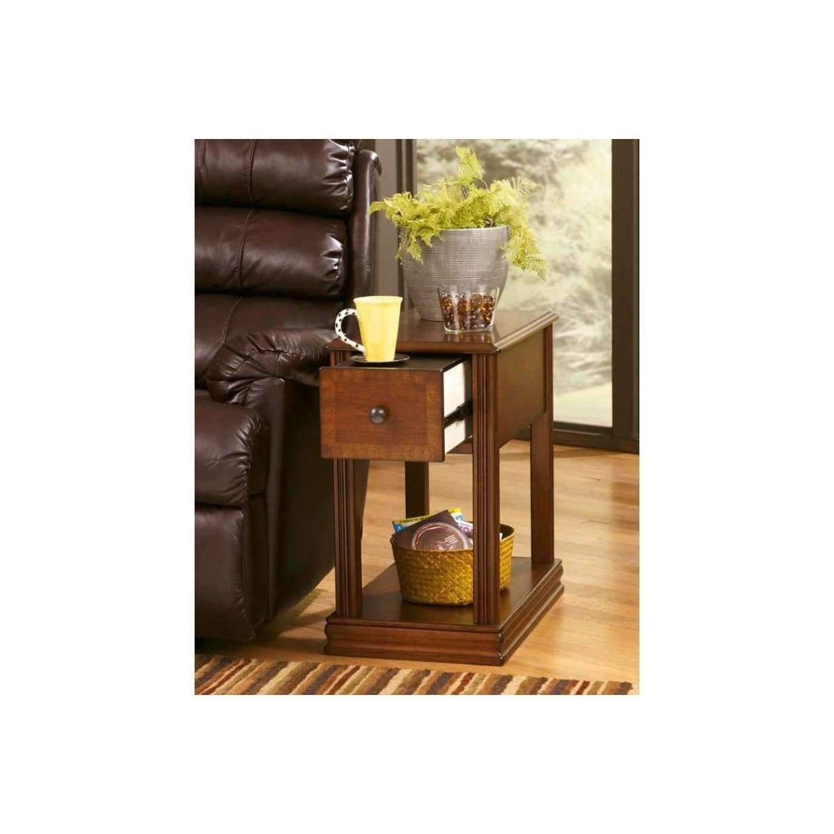 Breegin Medium Brown Chairside End Table - END TABLE/SIDE TABLE