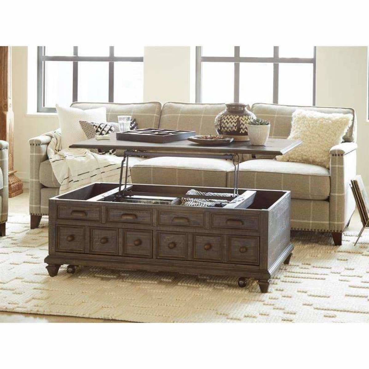 Burkhardt Lift Top Storage Cocktail Table w/Casters - COFFEE TABLE