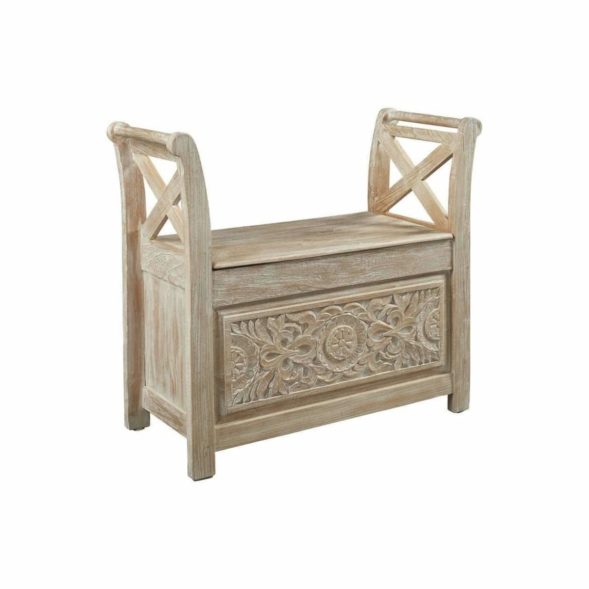 Fossil Ridge White Wash Accent Bench - Long Bench