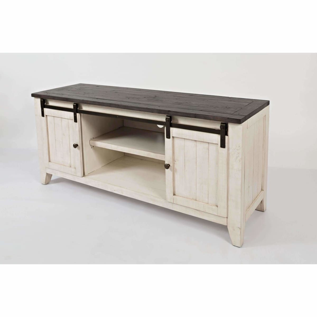 Madison County Vintage White 60 Console - ENTERTAINMENT CONSOLE