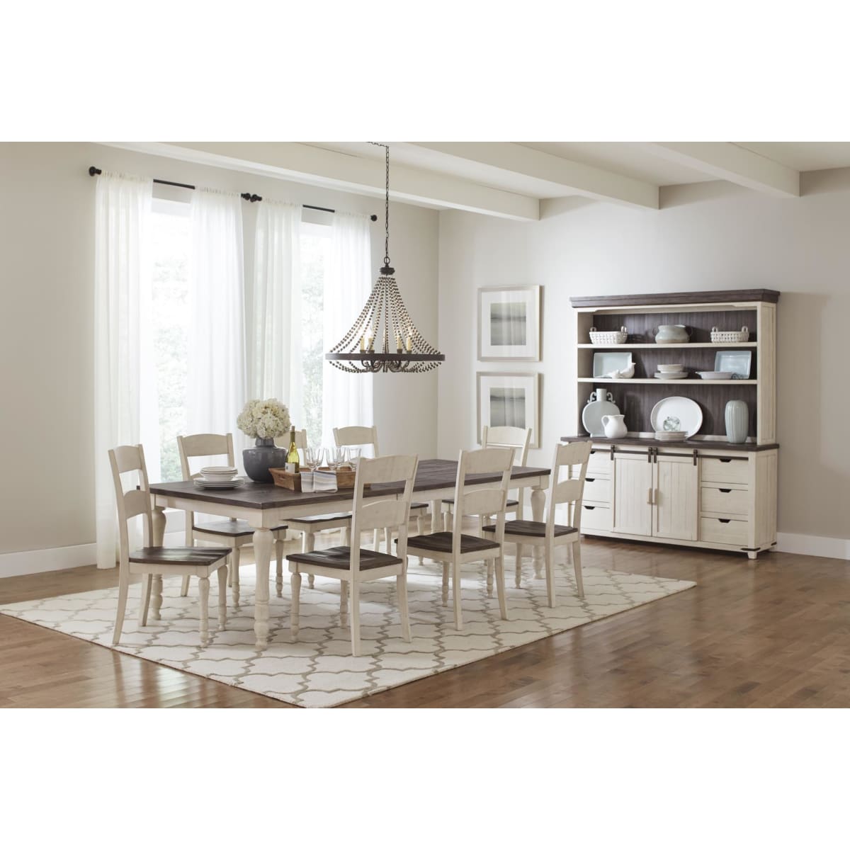 Madison County Vintage White Rectangle Extension Table 7pc Set - Width: 42 x Depth: 84(96 with Extension) x Height: 30 / Vintage White / 