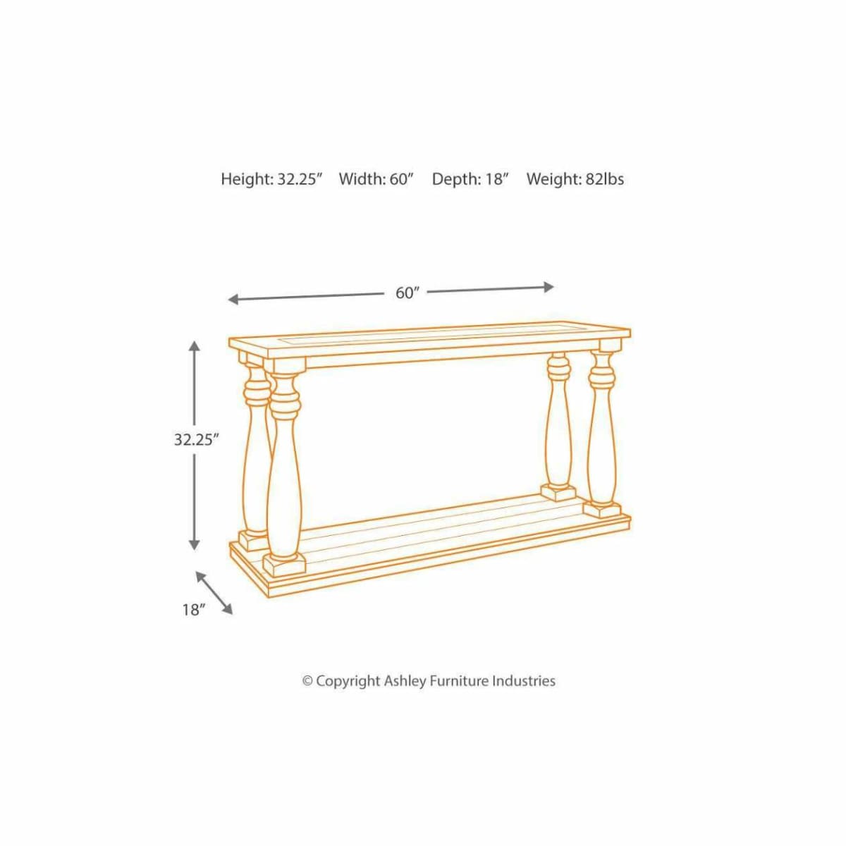 Mallacar Sofa/Console Table - CONSOLE TABLE