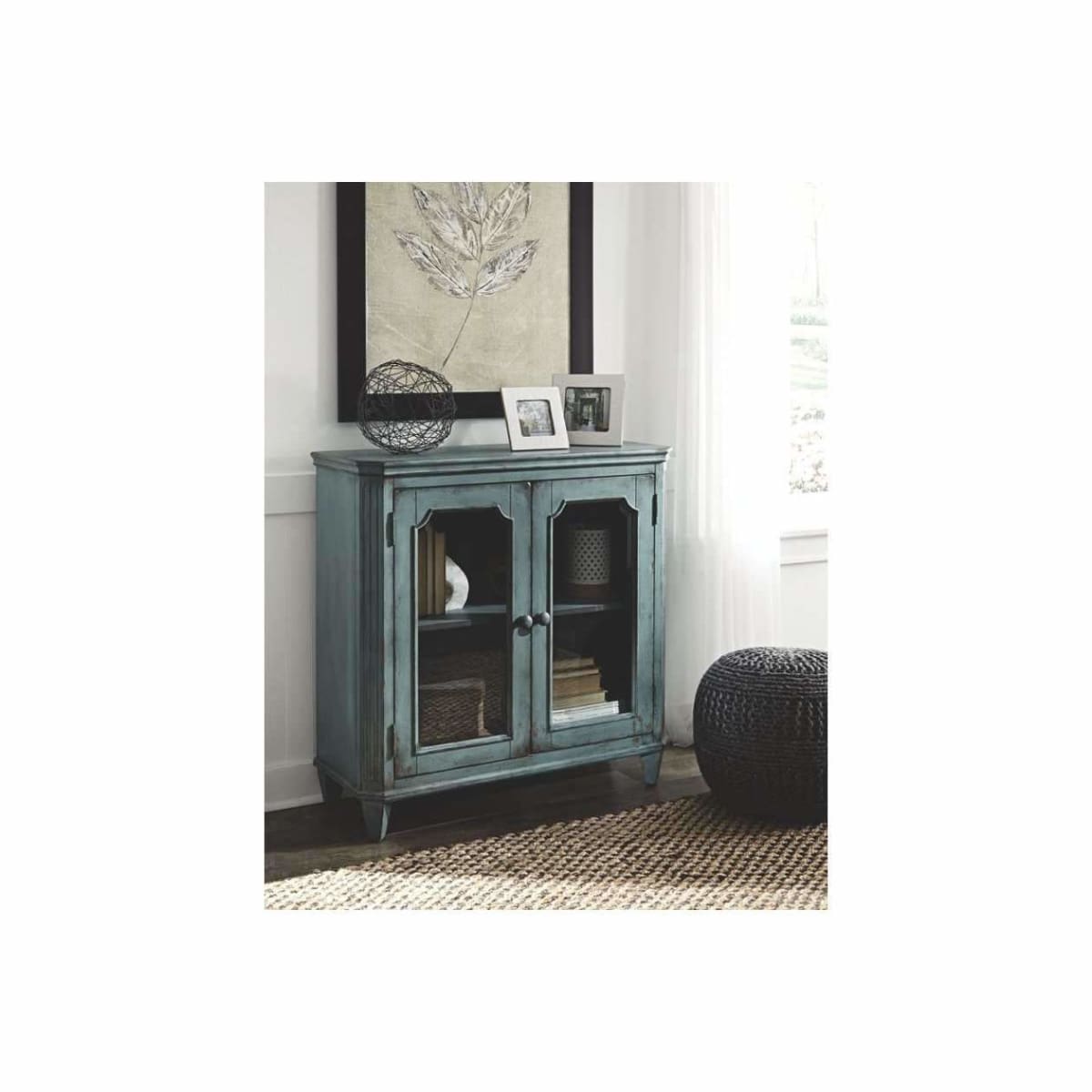 Mirimyn Antique Teal Small Accent Cabinet - accent cabinet