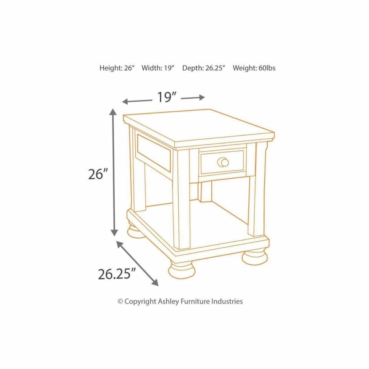 Porter Chair Side End Table - END TABLE/SIDE TABLE