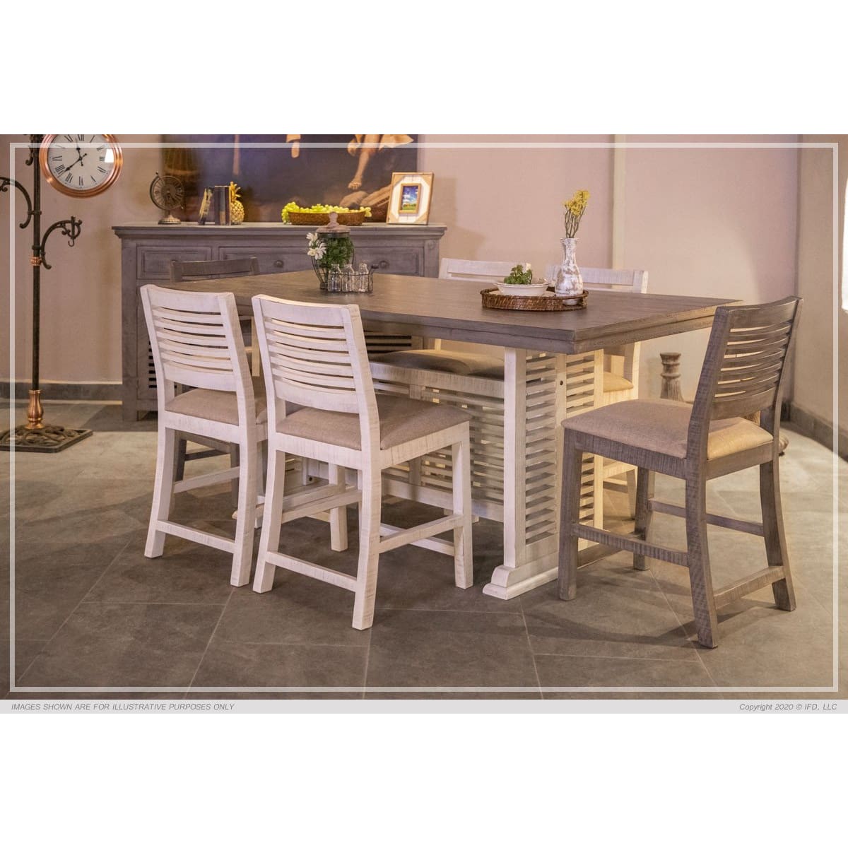 Stone 6pc Counter Height Set - 78-3/4 x 39-1/4 x 33-1/4 - DININGCOUNTERHEIGHT