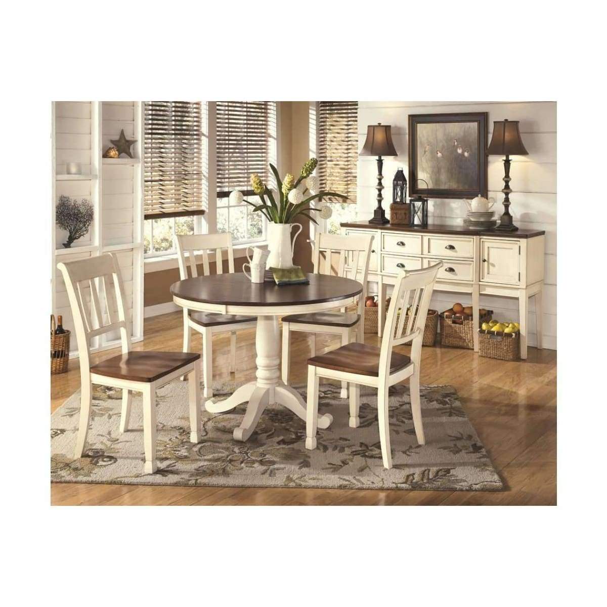 Whitesburg Round Dining Table With 4 Chairs - DININGCOUNTERHEIGHT